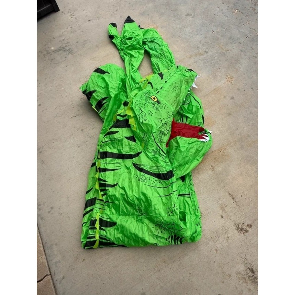 Green Dinosaur Inflatable Costume Kids Medium Fits 4'5 to 5'3 No Fan